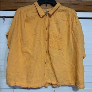 Old Navy Orange Button Up Short Sleeve Blouse